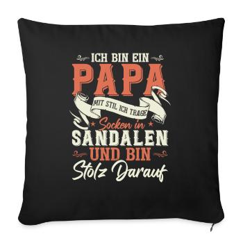 Vatertag 2023 Papa Sprüche Lustig Dad - Sofakissenbezug 45 x 45 cm - Schwarz - Vorne