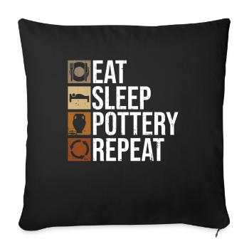 Eating, Sleeping, Pottery, Repeating - Pottery - Sofa pillowcase 17,3'' x 17,3'' (45 x 45 cm) - black - Front