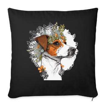Cute Jack Russel Terrier Flower Crown Pet Dog Flor - Sofa pillowcase 17,3'' x 17,3'' (45 x 45 cm) - black - Front