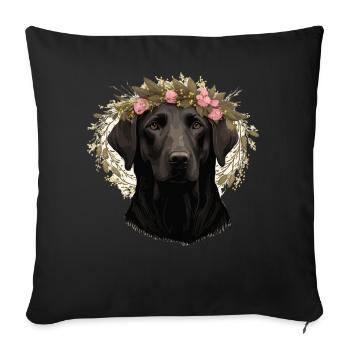 Cute Labrador Retriever Flower Crown Dog Breed Flo - Sofakissenbezug 45 x 45 cm - Schwarz - Vorne