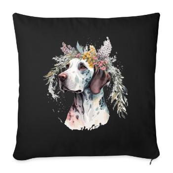 Mignon English Pointer Fleur Couronne Race de chien Fl - Housse de coussin décorative 45 x 45 cm - noir - Devant