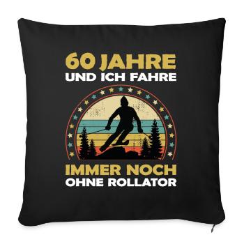 Wintersport Skifahrer 60 Jahre alt zum Geburtstag - Sofakissenbezug 45 x 45 cm - Schwarz - Vorne