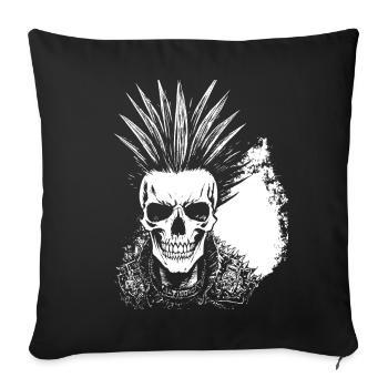Crâne de fan d’horreur avec jeu de mots Mohawk Crazy Punkrocker - Housse de coussin décorative 45 x 45 cm - noir - Devant