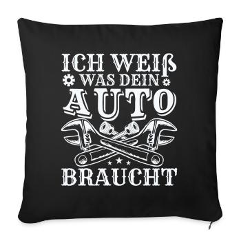 Lustiges KFZ Mechaniker Mechatroniker - Sofakissenbezug 45 x 45 cm - Schwarz - Vorne