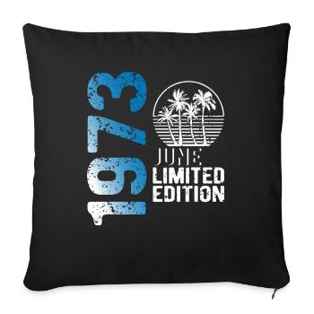 Juin 1973 édition limitée millésime année de naissance - Housse de coussin décorative 45 x 45 cm - noir - Devant