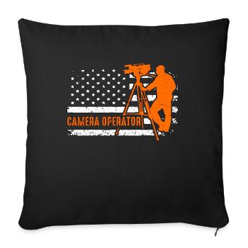 Cadreur Producteur vidéo rétro Caméraman - Housse de coussin décorative 45 x 45 cm - noir - Devant