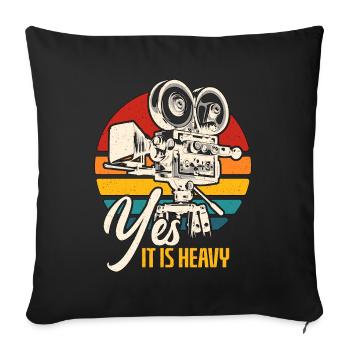Cadreur Oui c’est des tournages vidéo rétro lourds - Housse de coussin décorative 45 x 45 cm - noir - Devant