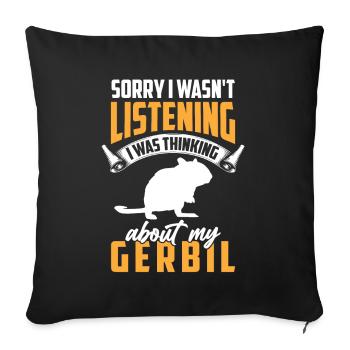 Pensée à mon rongeur gerbille Gerbille - Housse de coussin décorative 45 x 45 cm - noir - Devant