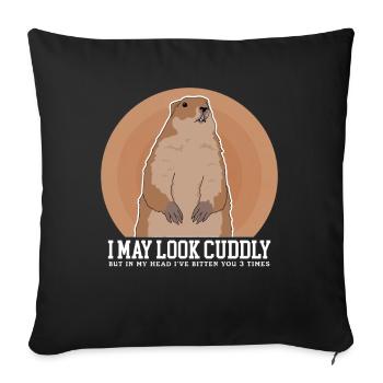 Marmotte Munggen Mankai marmotte cadeau - Housse de coussin décorative 45 x 45 cm - noir - Devant