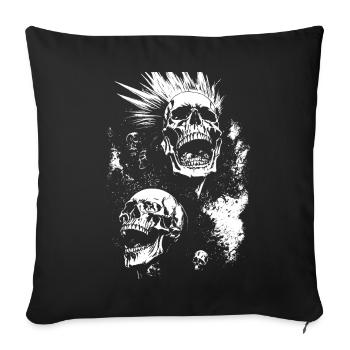 Anarchy Fan Skull with Mohawk Crazy Antisocial Pu - Sofa pillowcase 17,3'' x 17,3'' (45 x 45 cm) - black - Front