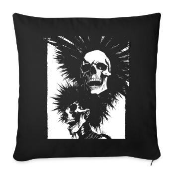 Horror Fan Skull with Mohawk Crazy Punkrocker Pun - Sofa pillowcase 17,3'' x 17,3'' (45 x 45 cm) - black - Front