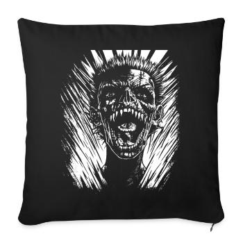 Horror Fan Skull with Mohawk Crazy Punkrocker Pun - Sofa pillowcase 17,3'' x 17,3'' (45 x 45 cm) - black - Front
