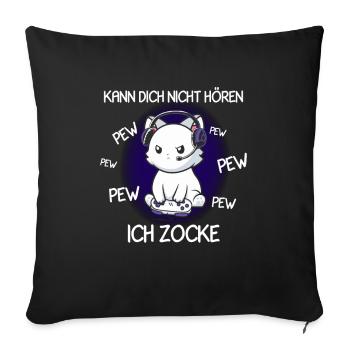 Kann Dich Nicht Hören Ich Zocke Gamer Katze - Sofakissenbezug 45 x 45 cm - Schwarz - Vorne