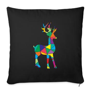 Low Poly Hirsch Geometrie Polygon Hirsch - Sofakissenbezug 45 x 45 cm - Schwarz - Vorne