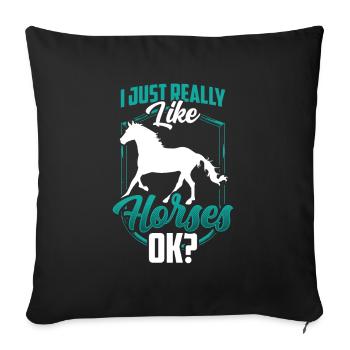 J’aime beaucoup monter à cheval Cavalier - Housse de coussin décorative 45 x 45 cm - noir - Devant