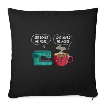 Sewing coffee - Sofa pillowcase 17,3'' x 17,3'' (45 x 45 cm) - black - Front