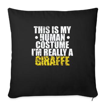 Ceci est mon costume humain Je suis vraiment une girafe - Housse de coussin décorative 45 x 45 cm - noir - Devant