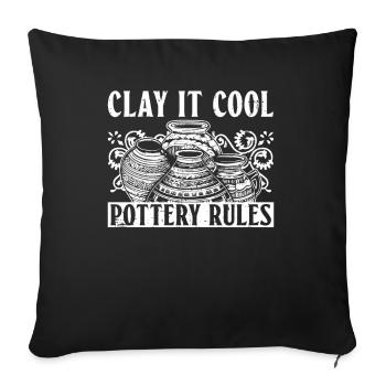 Clay It Cool, Règles de poterie - Töpfer Keramik - Housse de coussin décorative 45 x 45 cm - noir - Devant