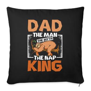Dad the sloth nap king - Sofa pillowcase 17,3'' x 17,3'' (45 x 45 cm) - black - Front