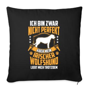 Mein Irischer Wolfshund liebt mich Irish Wolfhound - Sofakissenbezug 45 x 45 cm - Schwarz - Vorne