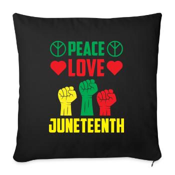Peace Love Juneteenth Black African American - Housse de coussin décorative 45 x 45 cm - noir - Devant
