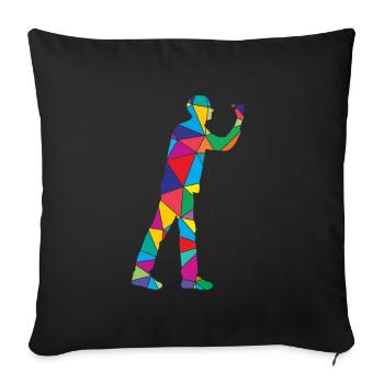 Joueur de fléchettes Polygone Drôles de fléchettes - Housse de coussin décorative 45 x 45 cm - noir - Devant