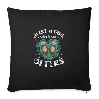 Loutre de mer Loutre Cadeau de loutre - Housse de coussin décorative 45 x 45 cm - noir - Devant