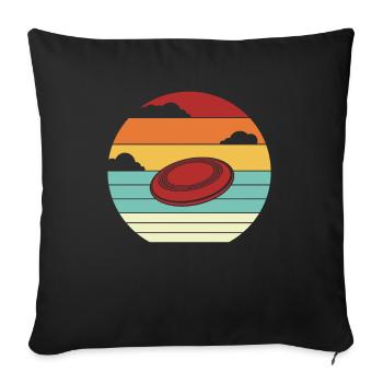 Retro Disc Golfer Frisbee Golf Basket Disc - Sofa pillowcase 17,3'' x 17,3'' (45 x 45 cm) - black - Front