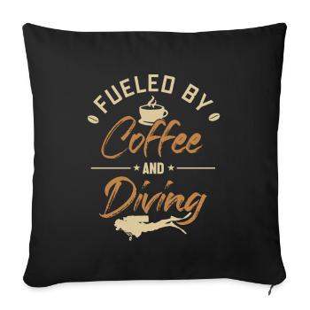 Fueled by Coffee and Diving Diving Mask Scuba - Sofa pillowcase 17,3'' x 17,3'' (45 x 45 cm) - black - Front