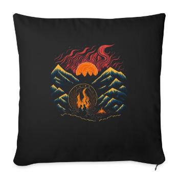 Retro Wandern Camping Berge Sonnenuntergang - Sofakissenbezug 45 x 45 cm - Schwarz - Vorne