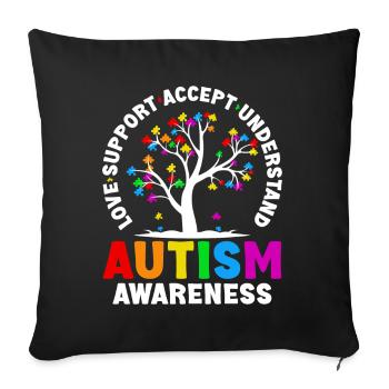 Love Support accept understand Autism - Sofa pillowcase 17,3'' x 17,3'' (45 x 45 cm) - black - Front