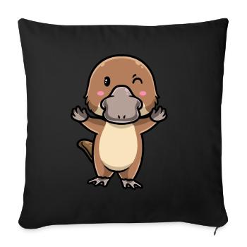 Kawaii Platypus Emoticon - Sofa pillowcase 17,3'' x 17,3'' (45 x 45 cm) - black - Front