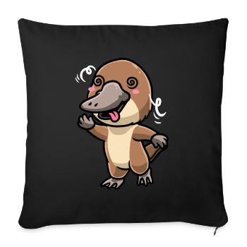 Kawaii Platypus Emoticon - Sofa pillowcase 17,3'' x 17,3'' (45 x 45 cm) - black - Front