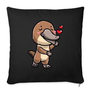 Kawaii Platypus Emoticon - Sofa pillowcase 17,3'' x 17,3'' (45 x 45 cm) - black - Front