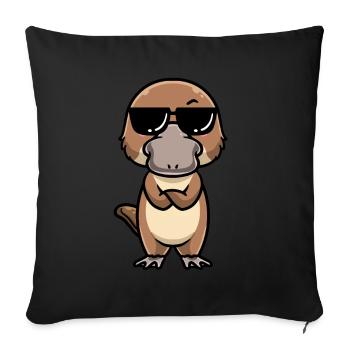 Kawaii Platypus Emoticon - Sofa pillowcase 17,3'' x 17,3'' (45 x 45 cm) - black - Front
