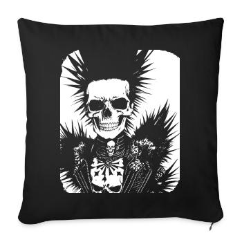 Horror Fan Skull with Mohawk Crazy Punkrocker Pun - Sofa pillowcase 17,3'' x 17,3'' (45 x 45 cm) - black - Front