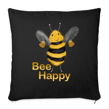 Bee Happy - Housse de coussin décorative 45 x 45 cm - noir - Devant