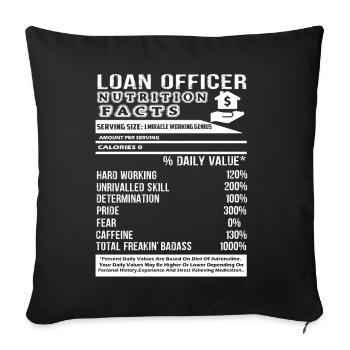 Loan Officer Loan Officer Nutrition Facts - Sofa pillowcase 17,3'' x 17,3'' (45 x 45 cm) - black - Front