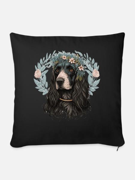 Cute English Cocker Spaniel Flower Crown Pet Dog B - Sofakissenbezug 45 x 45 cm - Schwarz