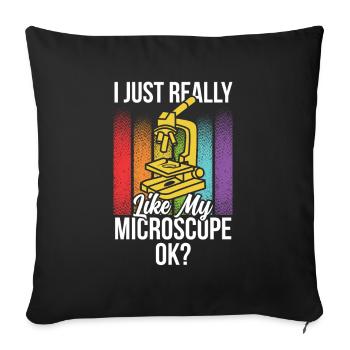 J’aime vraiment mon microscope Microscope - Housse de coussin décorative 45 x 45 cm - noir - Devant