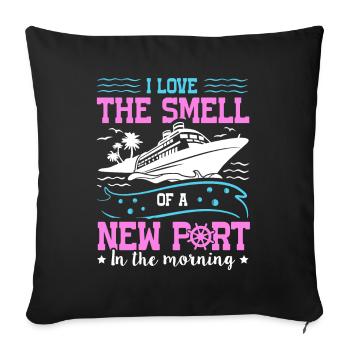 L’odeur d’un nouveau port dans la croisière en bateau du matin - Housse de coussin décorative 45 x 45 cm - noir - Devant