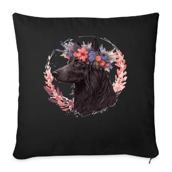 Fleur de chien de berger belge mignon Couronne Race de chien de compagnie P - Housse de coussin décorative 45 x 45 cm - noir - Devant