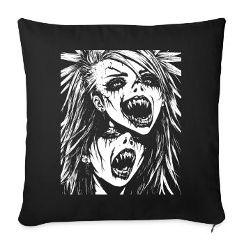 Punkrock Fan Skull mit Mohawk Crazy Antisocial P - Sofakissenbezug 45 x 45 cm - Schwarz - Vorne