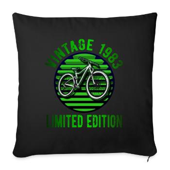 40 Birthday 1983 Vintage Retro Bicycle Cyclist - Sofa pillowcase 17,3'' x 17,3'' (45 x 45 cm) - black - Front
