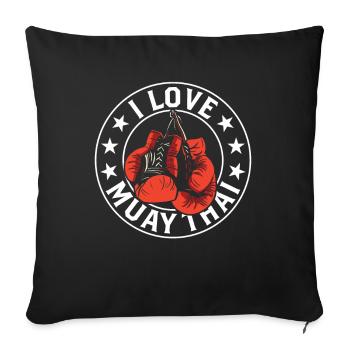 J’adore les arts martiaux des combattants de combat Muay Thai - Housse de coussin décorative 45 x 45 cm - noir - Devant