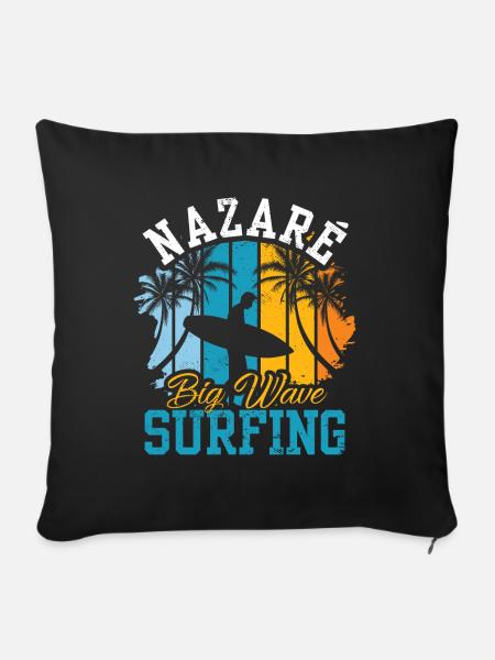 Nazaré Big Wave Surfen Wellen Surfer Surfing - Sofakissenbezug 45 x 45 cm - Schwarz