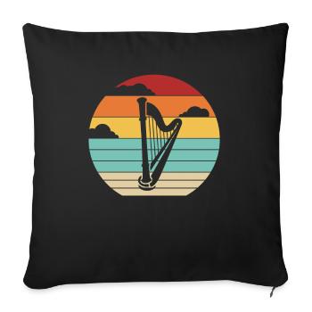 Harpe rétro harpe concert harpe musique harpiste joueur - Housse de coussin décorative 45 x 45 cm - noir - Devant