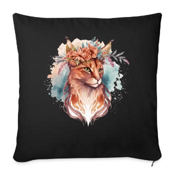 Mignon Somali Cat Fleur Crown Cats Chaton de compagnie - Housse de coussin décorative 45 x 45 cm - noir - Devant