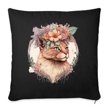 Mignon Singapura Cat Fleur Crown Cats Chaton de compagnie - Housse de coussin décorative 45 x 45 cm - noir - Devant
