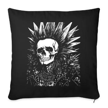 Punkrock Fan Skull with Mohawk Crazy Antisocial P - Sofa pillowcase 17,3'' x 17,3'' (45 x 45 cm) - black - Front